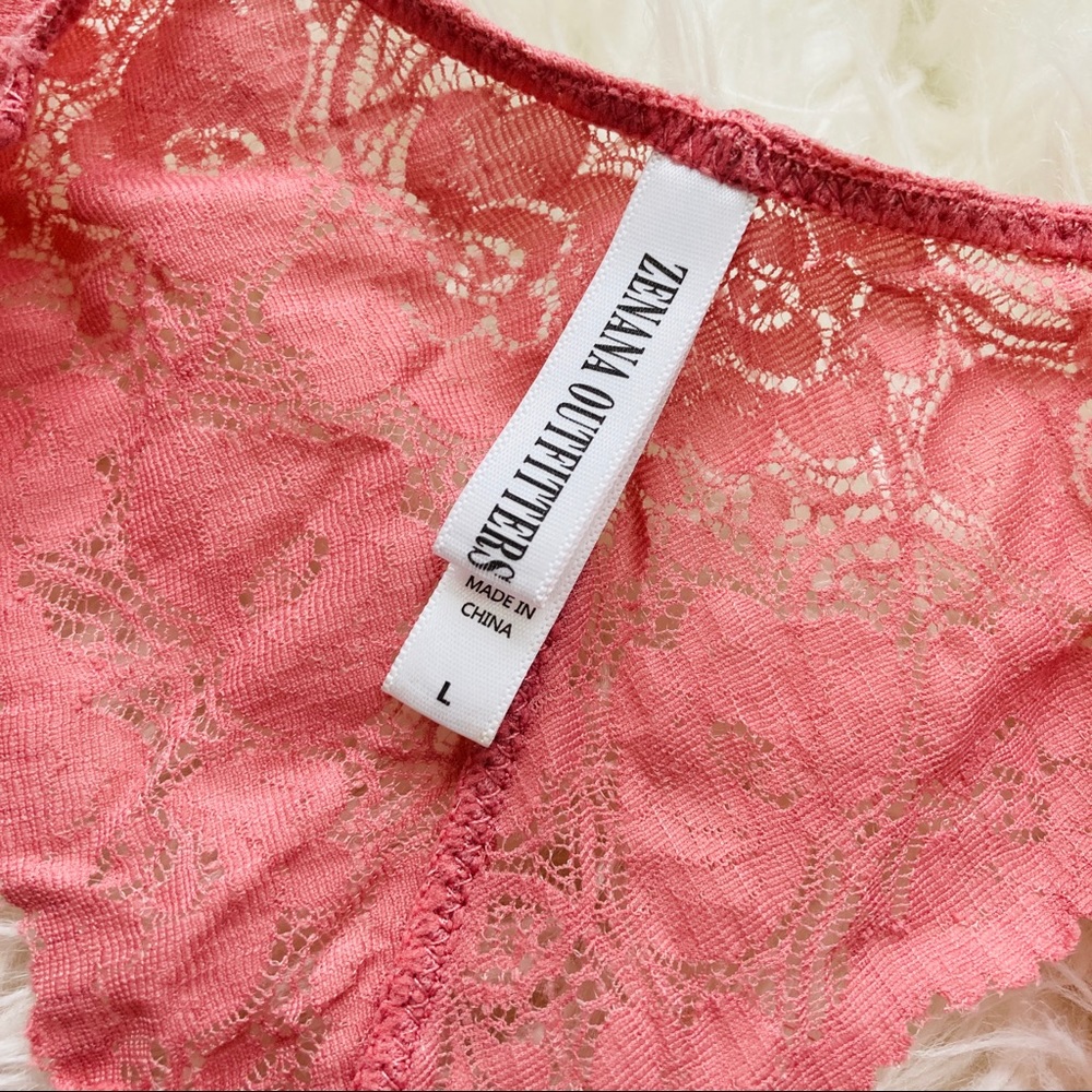 Zenana Outfitters Dusty Rose Lace Racerback Bralette Large - Picture 3 of 5